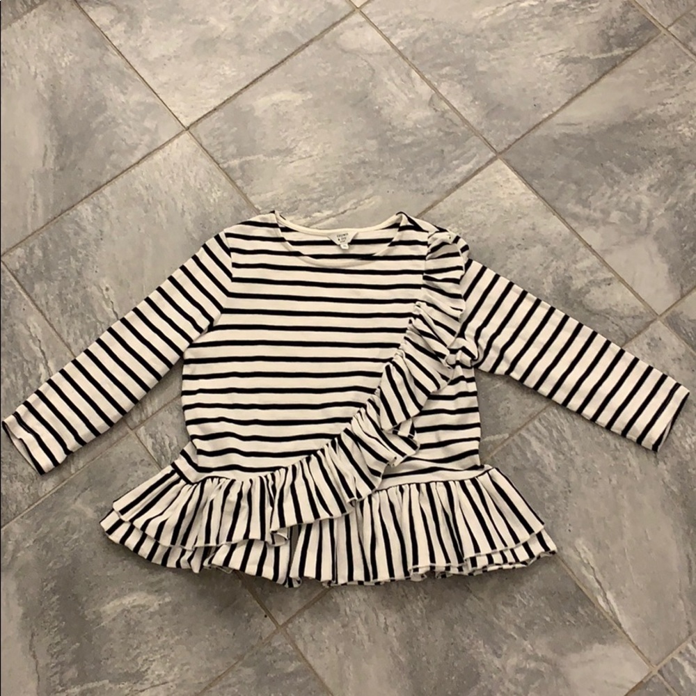 Crown & Ivy PP navy/white ruffle sweater NWOT